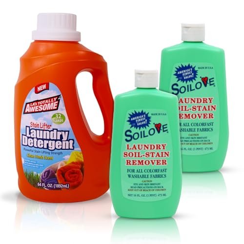 SOILOVE Stain Remover 16oz (2 Pack) + LA's Totally Awesome Laundry Detergent plus Stain Lifter 64oz (1 Pack)